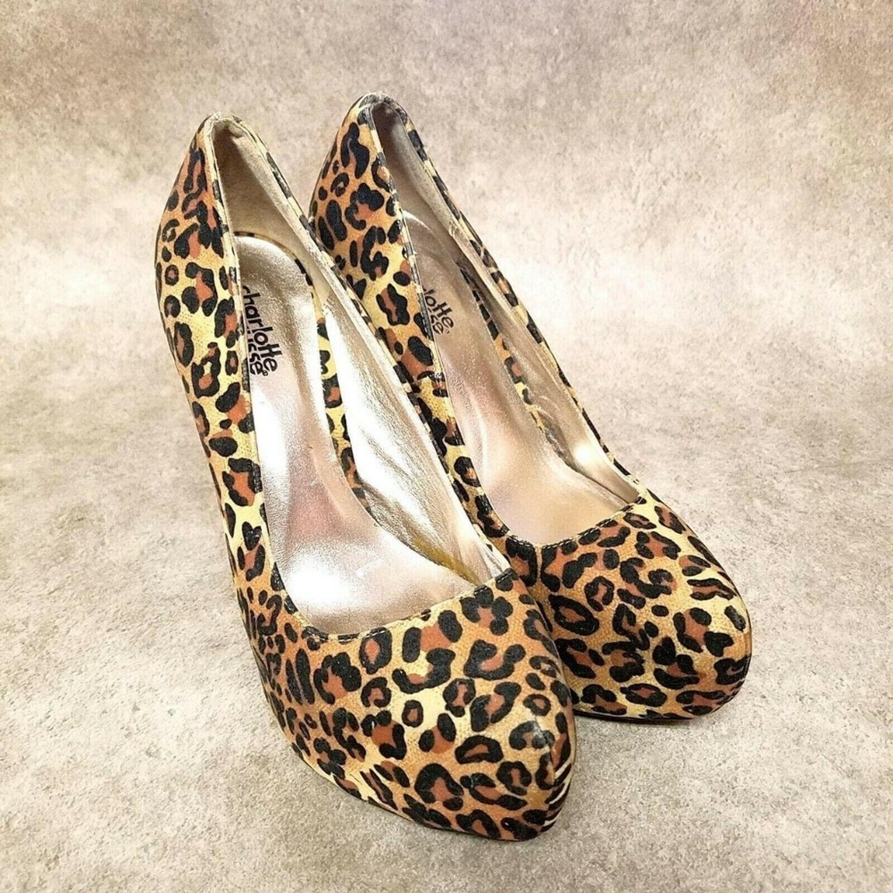 Charlotte Russe Women's Brown Slip On Cheetah Print Platform Heels